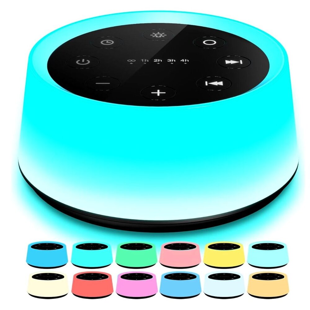 White Noise/Sound Machine with 30 Soothing Sounds, 12 Colors, & Memory Function